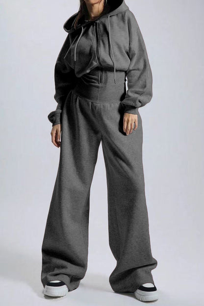 Hooded Drawstring Wide Leg Jumpsuit Lavish Daily