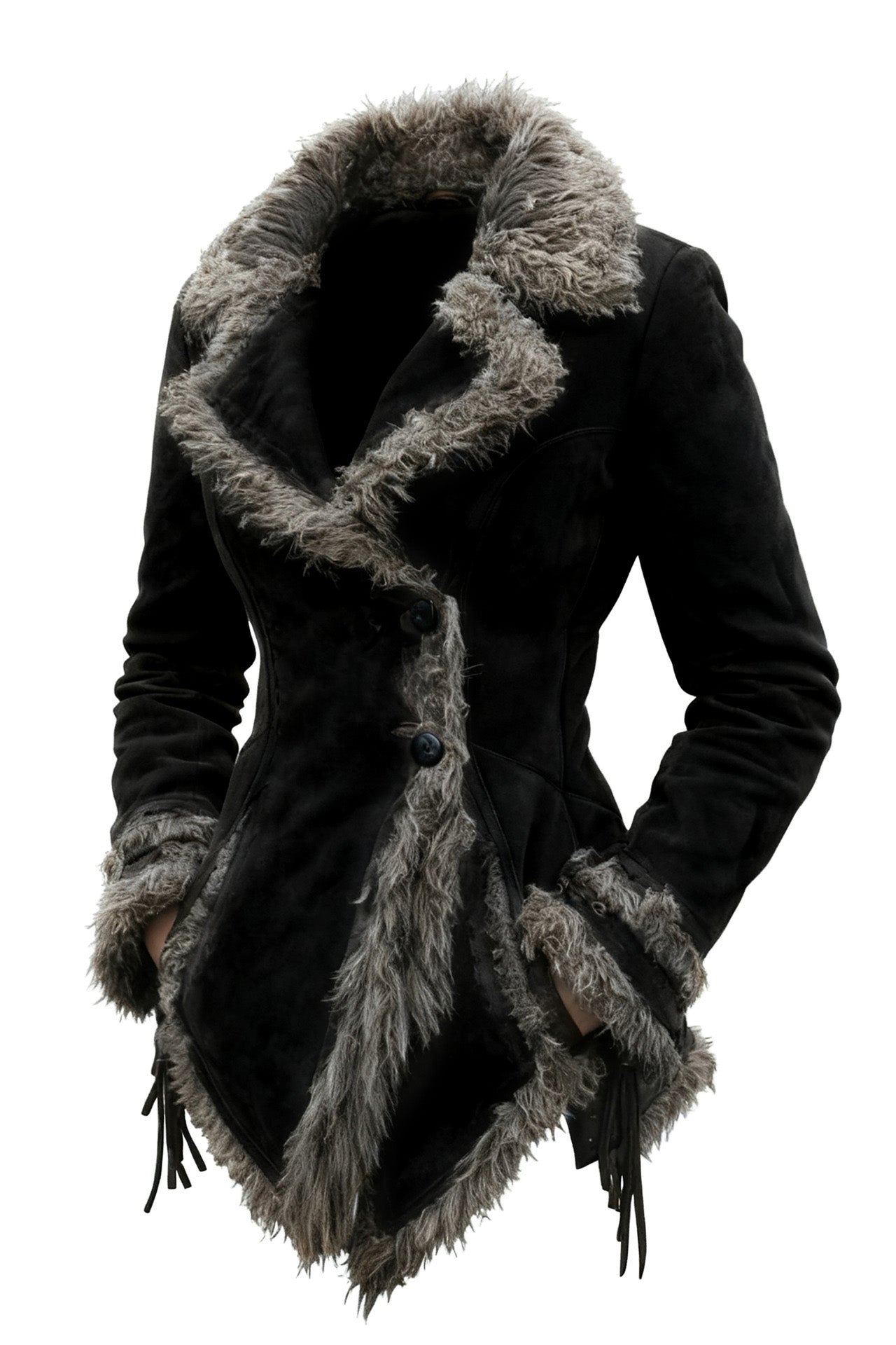 Vintage Suede Fur Collar Lapel Coat Lavish Daily