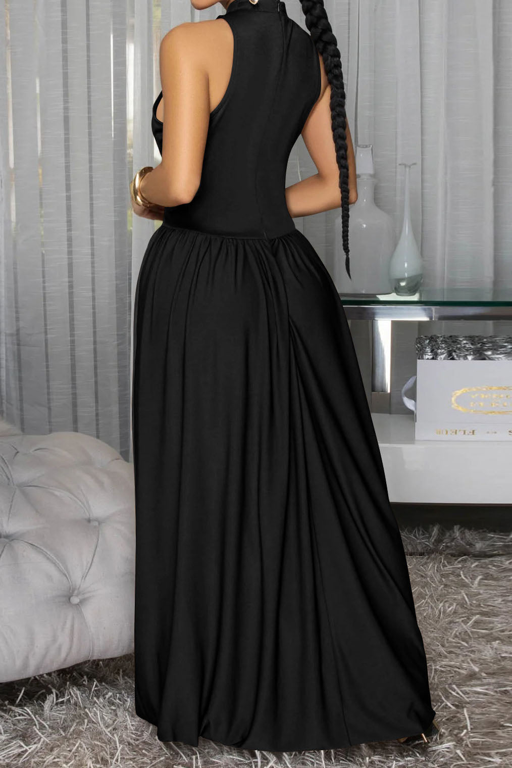 Drop Waist Slit Maxi Dress Lavish Daily
