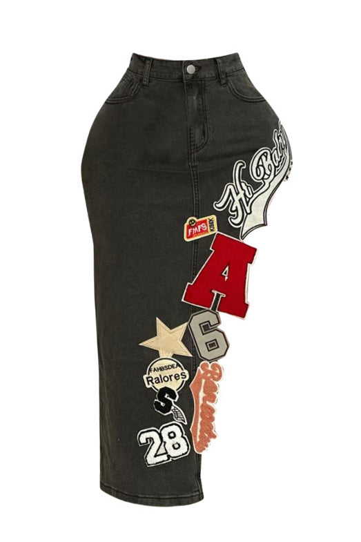 Class Varsity Denim Skirt Lavish Daily