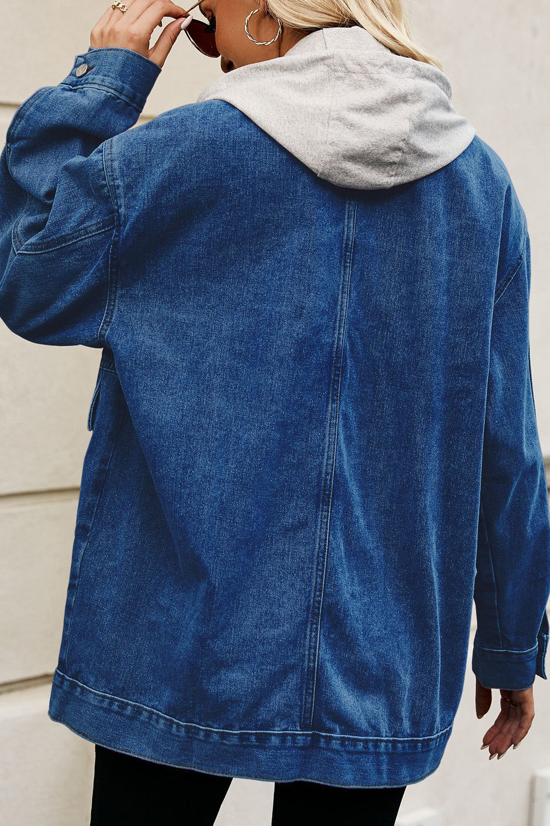 Oversized Denim Jacket with Detachable Hood Lavish Daily