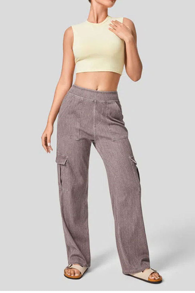High Rise Wide Leg Cargo Jeans Lavish Daily