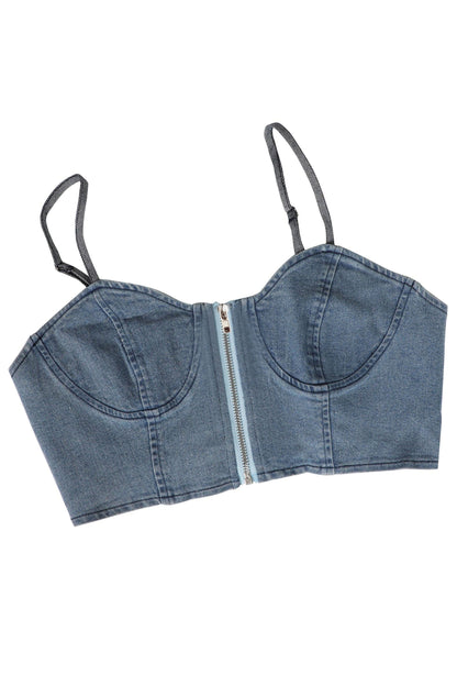 Denim Corset & Pleated Chiffon Pants Set Lavish Daily