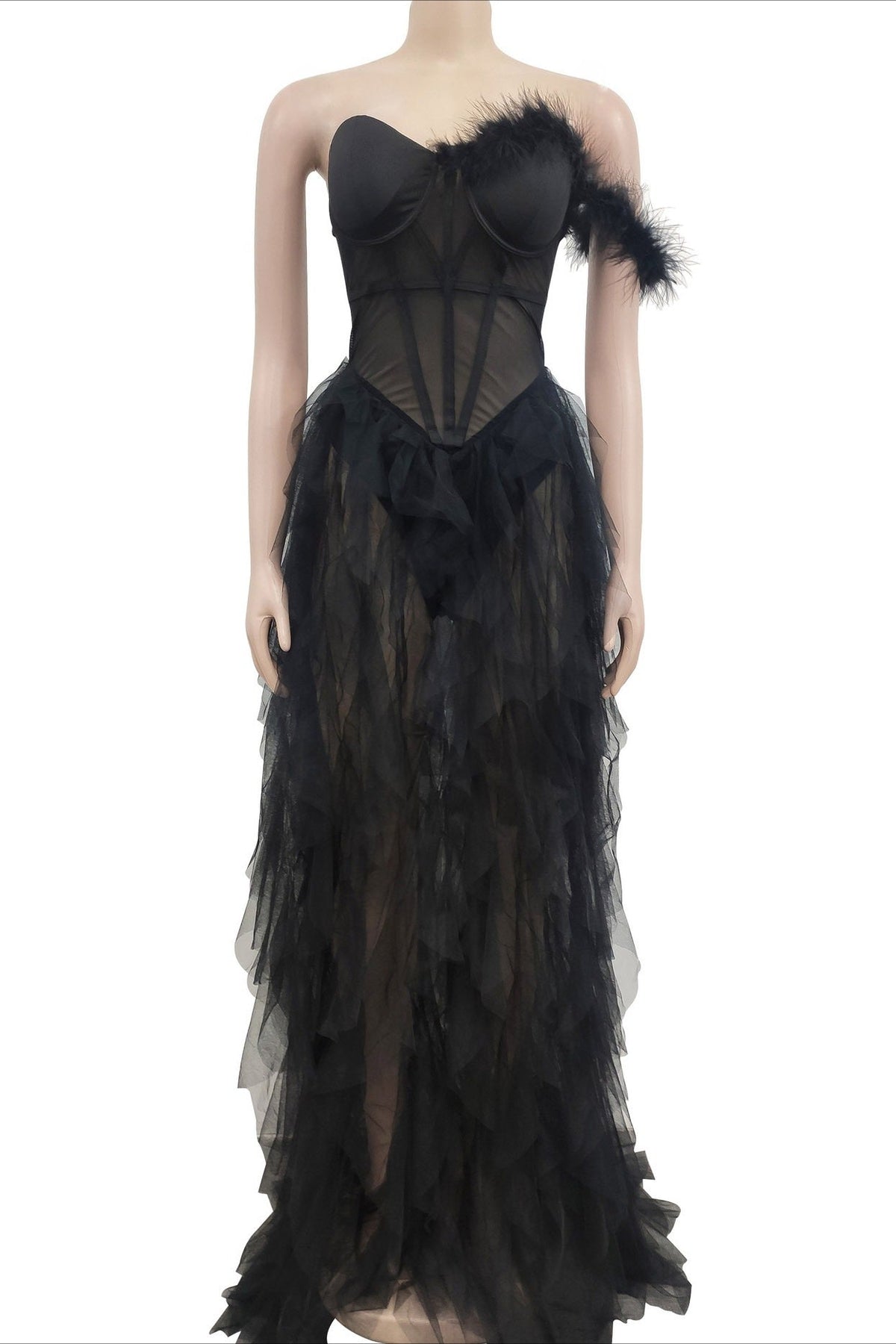 Strapless Corset Tulle Maxi Dress Lavish Daily