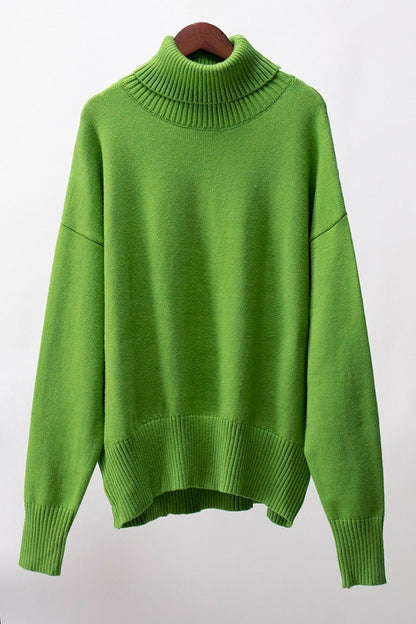 Turtleneck Long Sleeve Sweater Lavish Daily