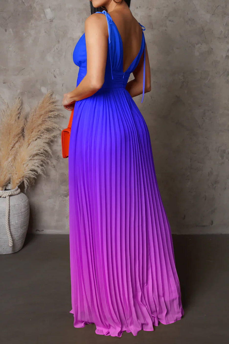 Sleeveless V-neck Pleated Maxi Dress Lavish Daily