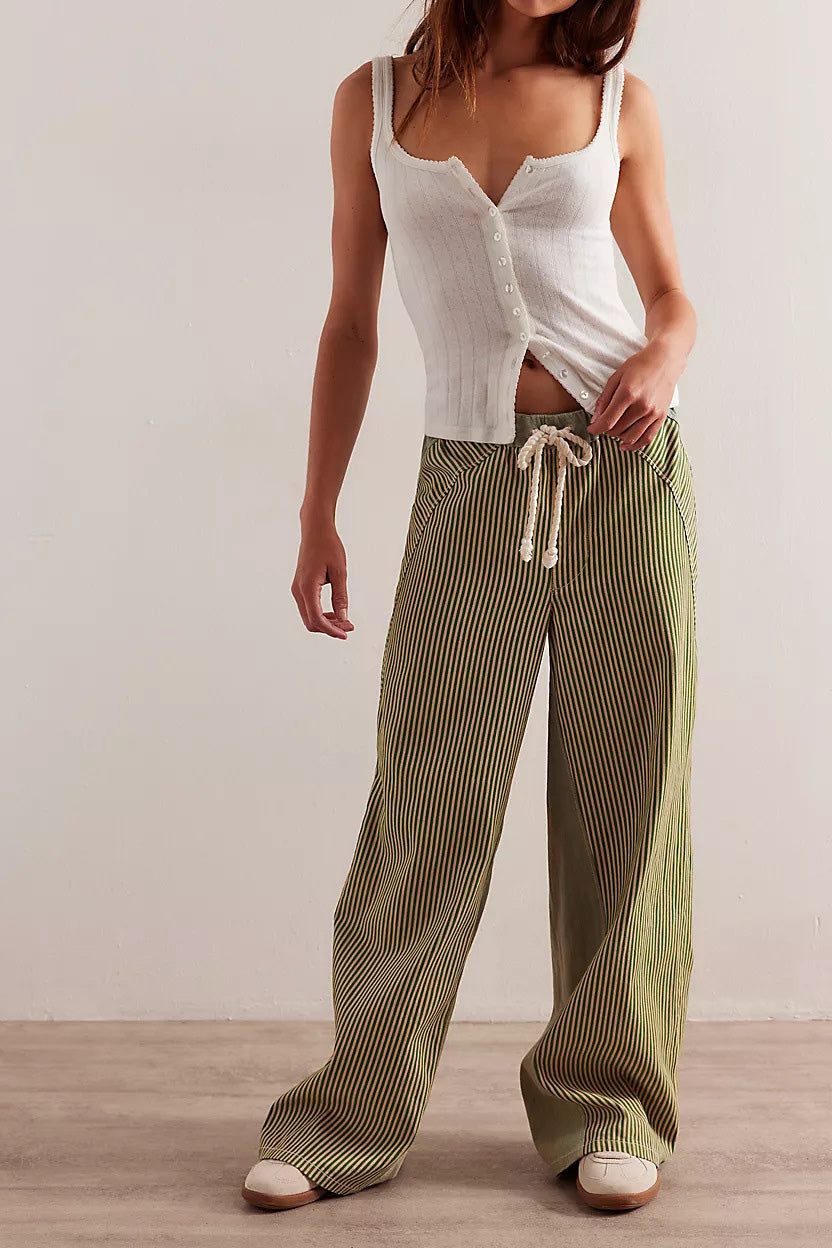 Casual Colorblock Loose Straight Pants Lavish Daily