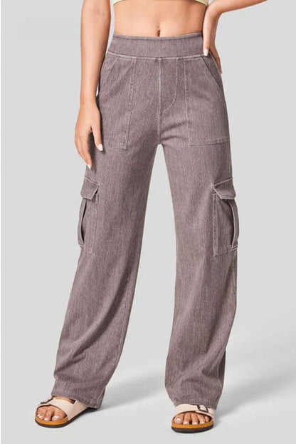 High Rise Wide Leg Cargo Jeans Lavish Daily