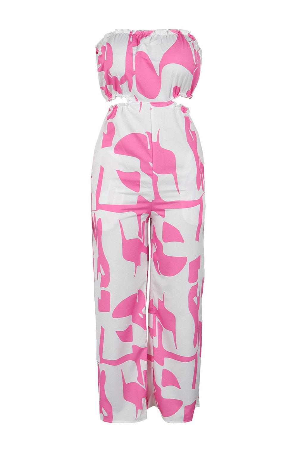 Strapless Printed Wide-Leg Jumpsuit Lavish Daily