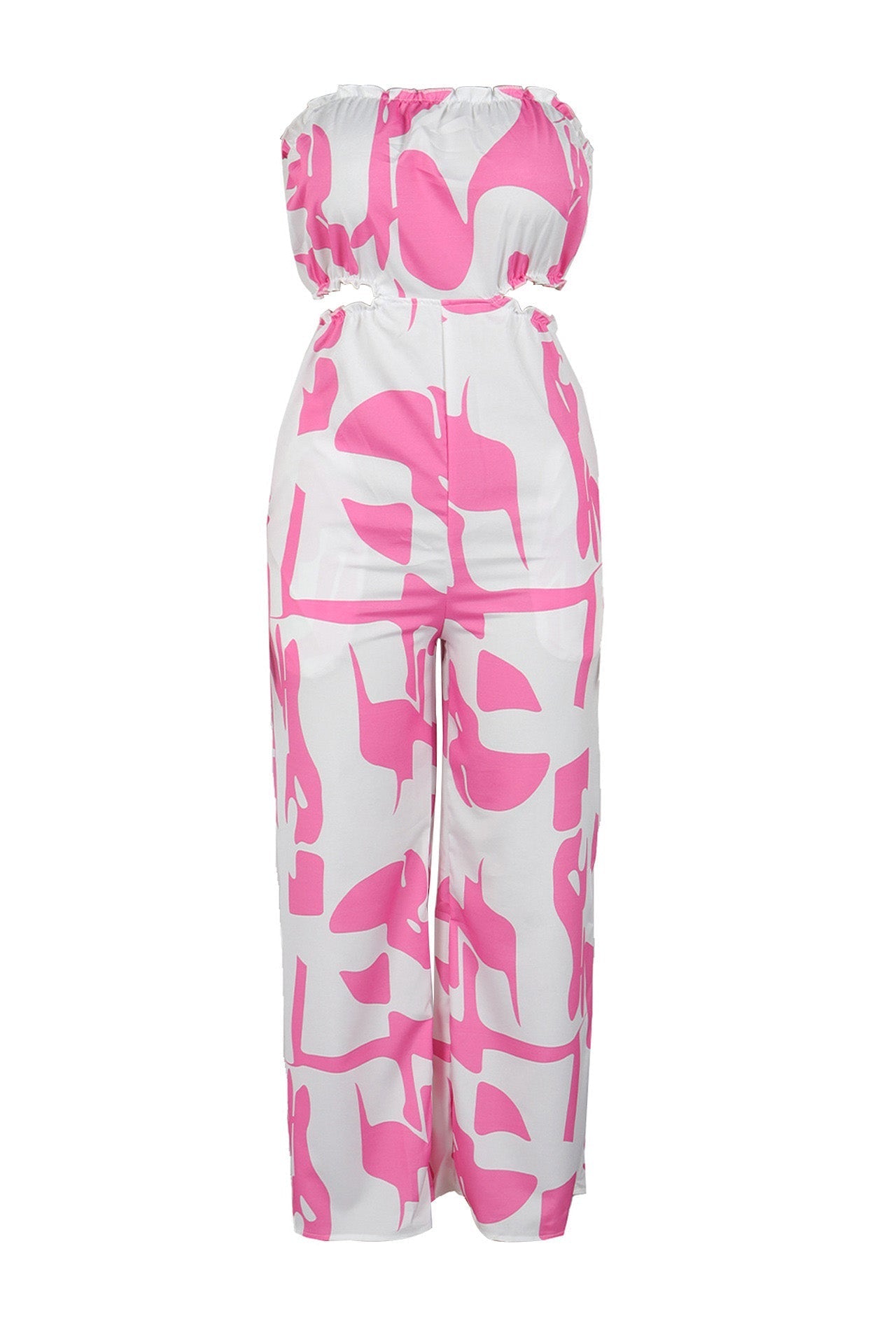 Strapless Printed Wide-Leg Jumpsuit Lavish Daily