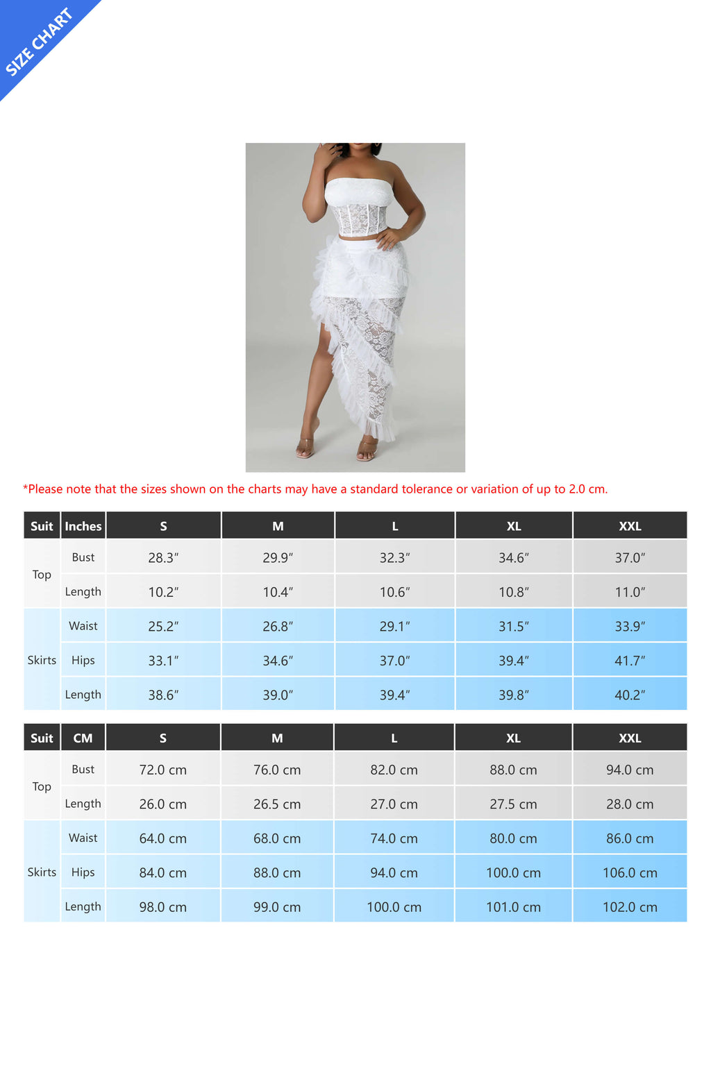 Lace Strapless Top and Ruffle Skirts Sets Lavish Daily