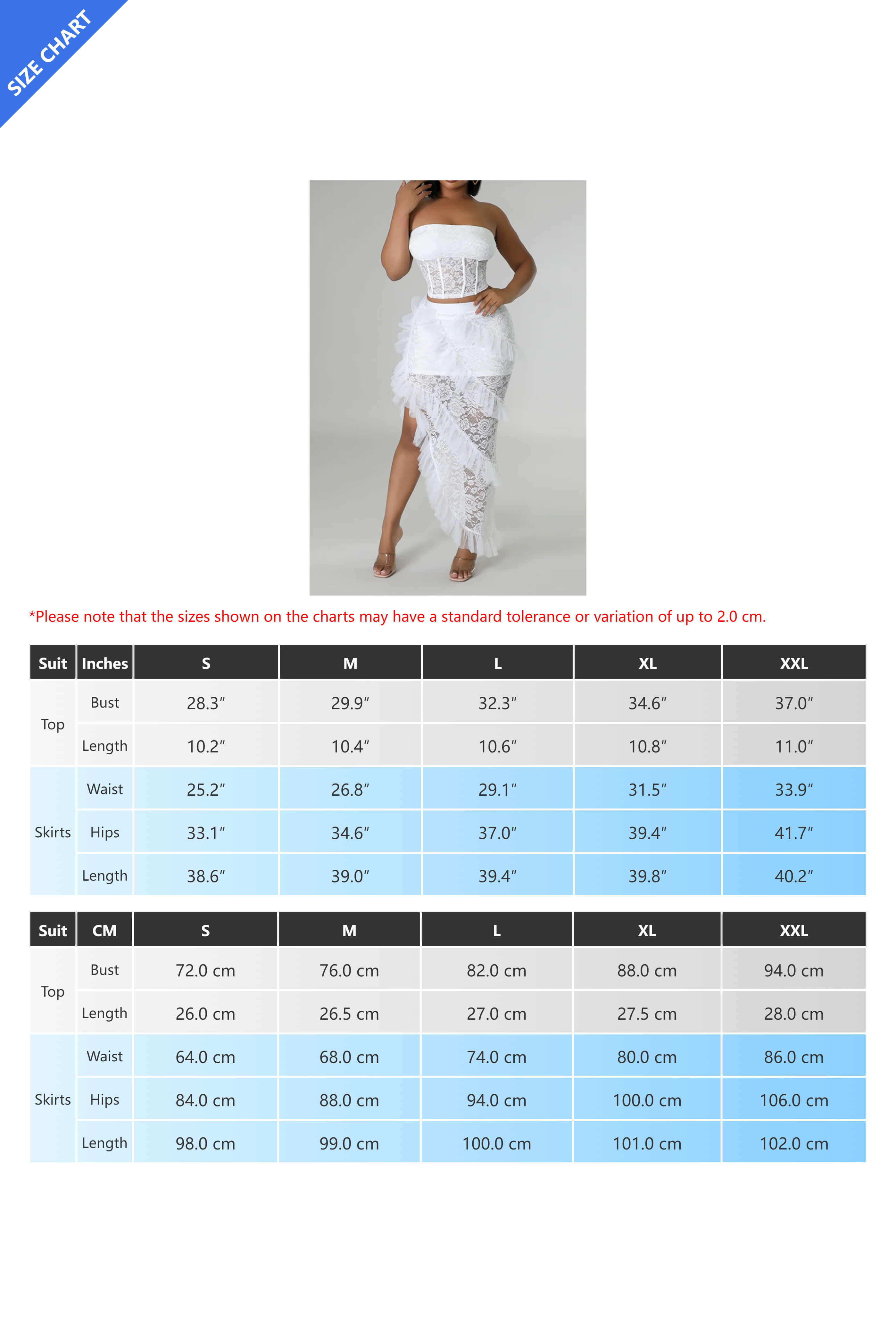 Lace Strapless Top and Ruffle Skirts Sets Lavish Daily