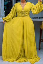 Plus Size Beaded Mesh Wide-Leg Jumpsuit Lavish Daily