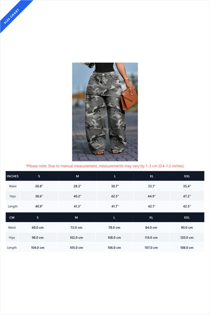 Camo Asymmetrical Skirt Overlay Wide Leg Pants Lavish Daily