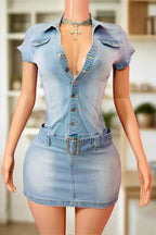 Stretchy Denim Bodycon Dress Lavish Daily