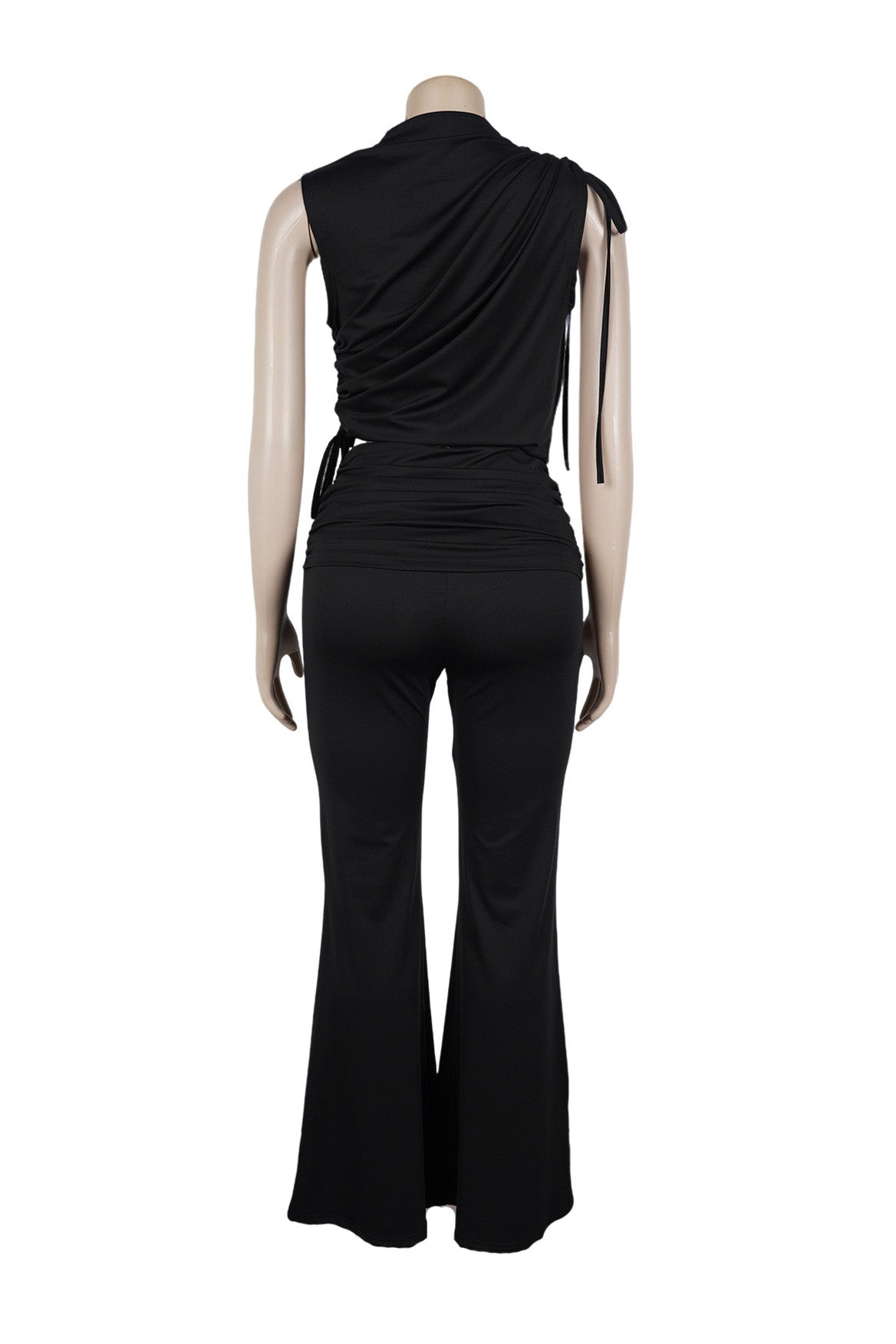 Ruched Mock Neck & Flare Pant Set Lavish Daily