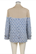 Denim Color-block Blazer Lavish Daily