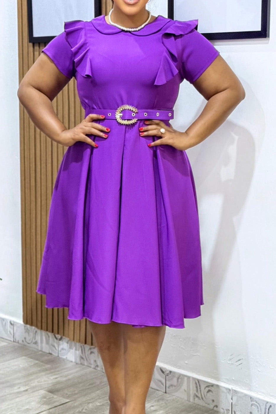 Solid Color Puff Sleeve Babydoll Flare Dress Lavish Daily