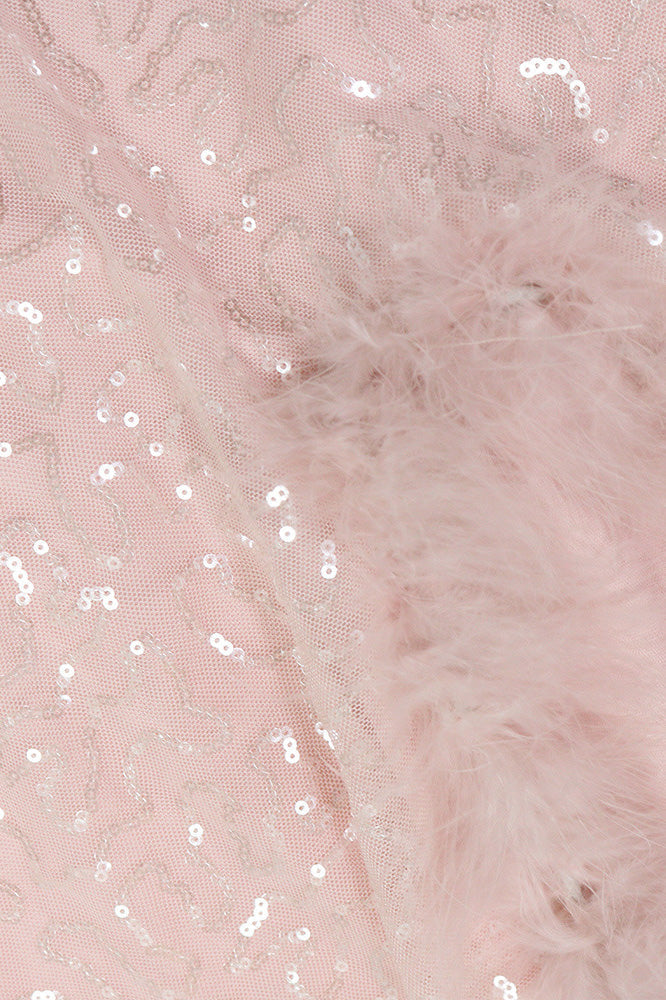 Feather Trim Sequin Gown Lavish Daily