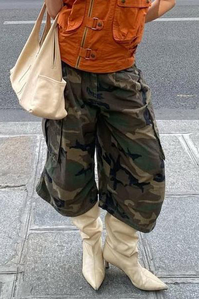 Baggy Cropped Utility Cargo Pants Lavish Daily