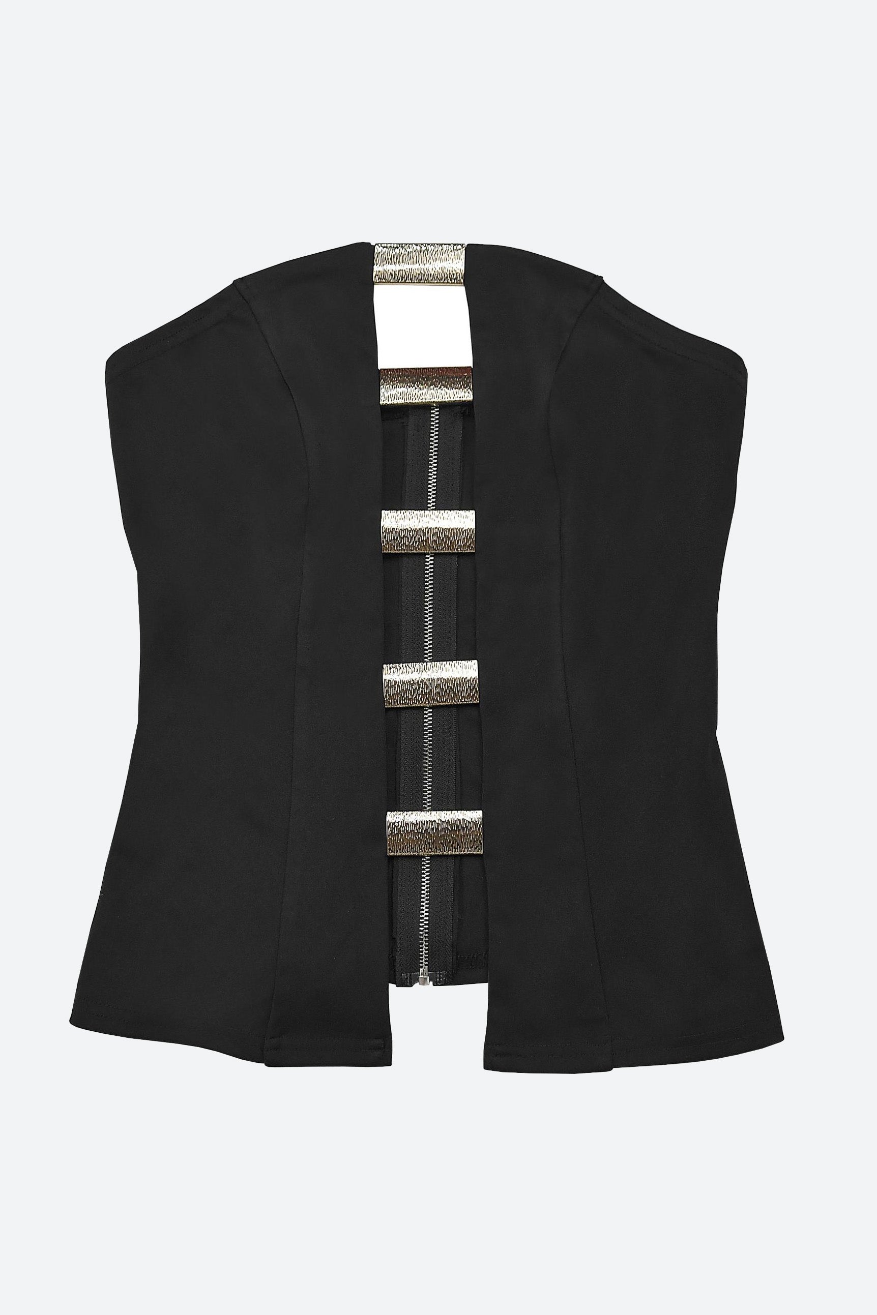 Strapless Gold Button Top & Fitted Pants Set Lavish Daily