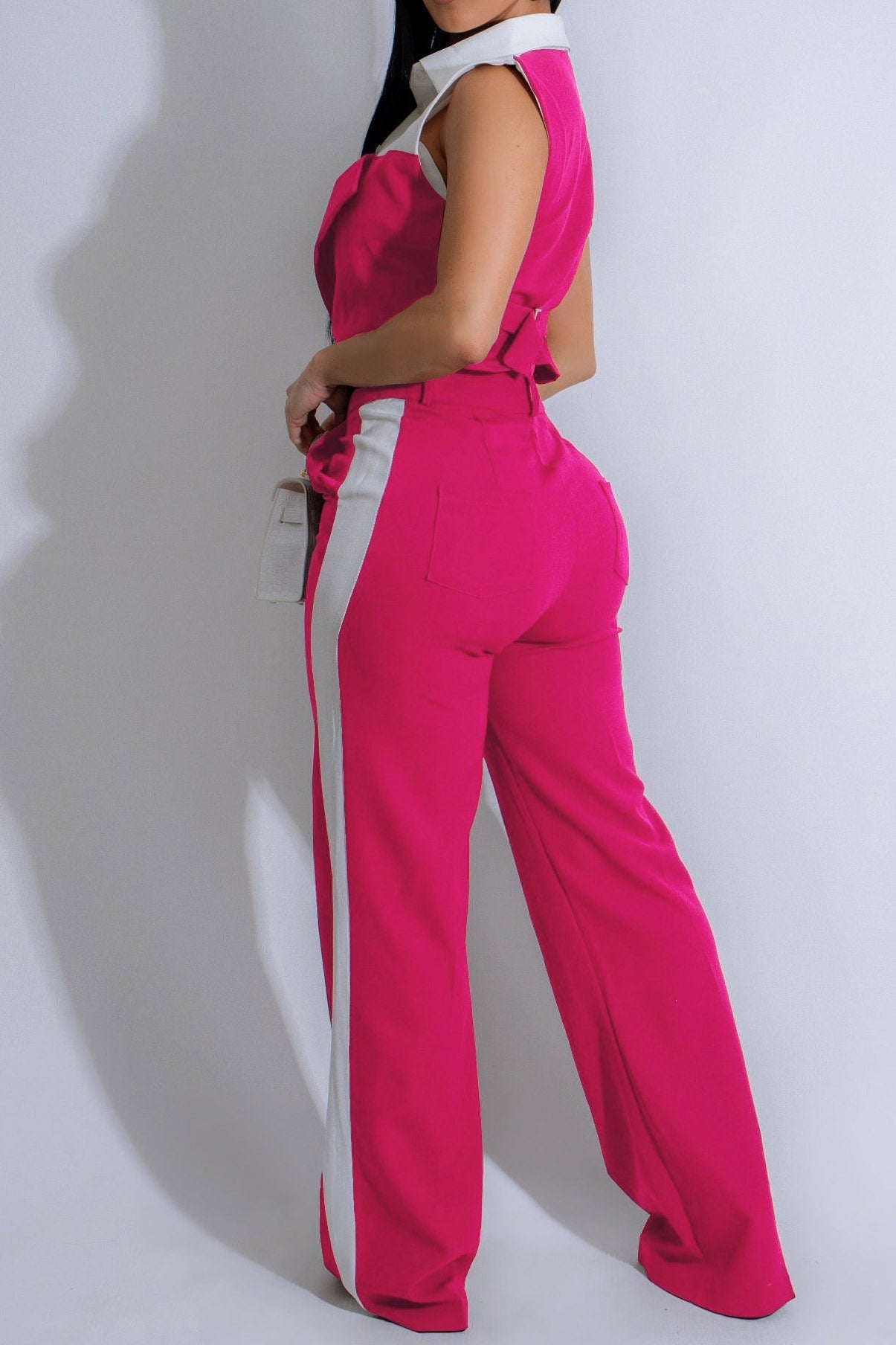 Patchwork Button Tie Back Top And Trousers Set Lavish Daily