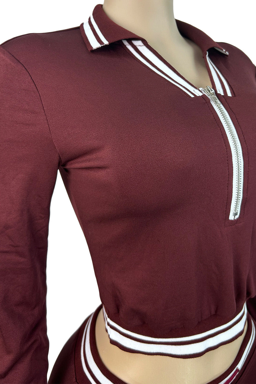 Half Zip Collar Top and Drawstring Pants Set Lavish Daily