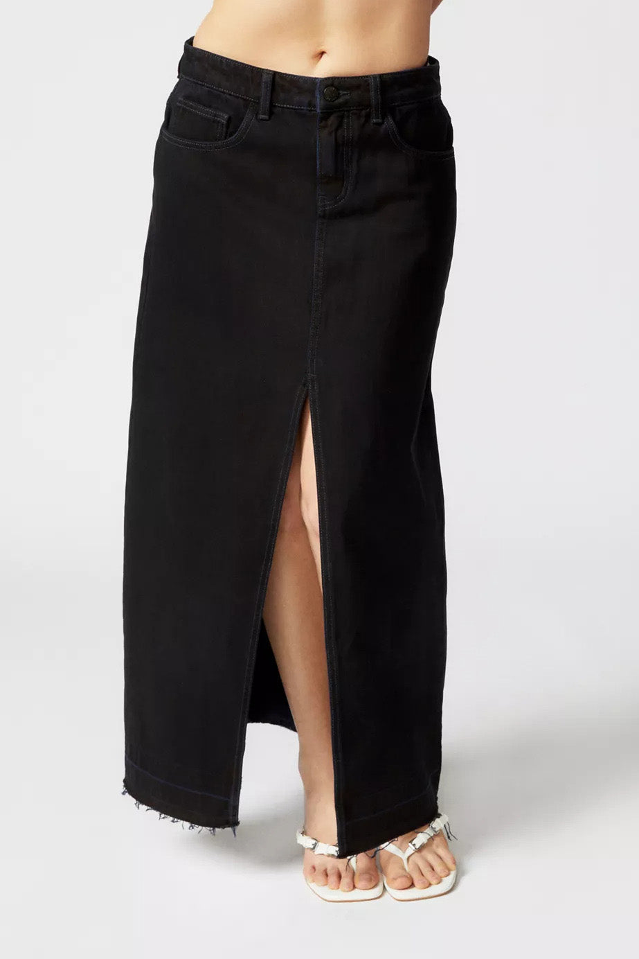 Slim Fit Vintage Denim Long Skirt Lavish Daily