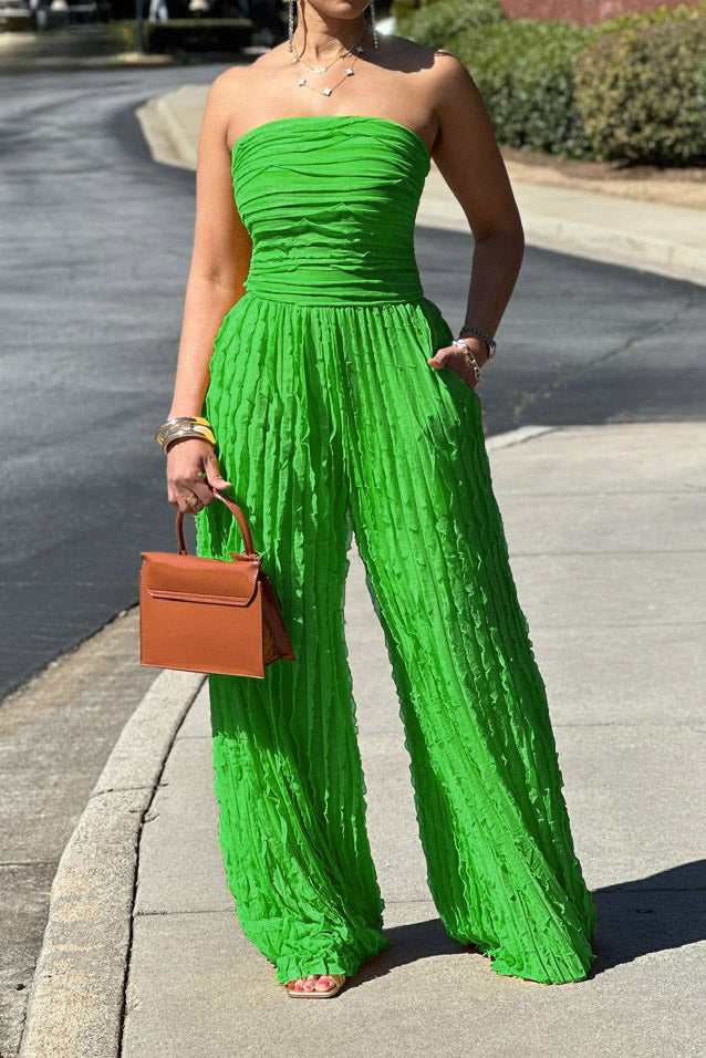 Ruched Strapless Jumpsuit Lavish Daily