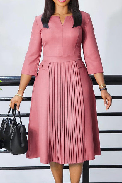 Elegant Solid Pleated Dress Lavish Daily