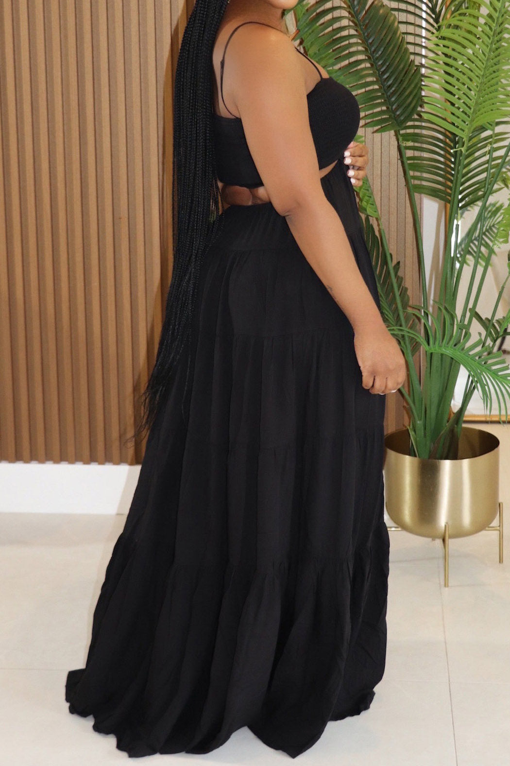 Smocked Cut Out Maxi Dress Lavish Daily