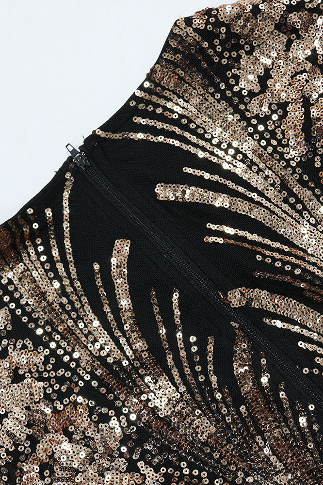 Sequin Lantern Sleeve Party Jumpsuit Lavish Daily