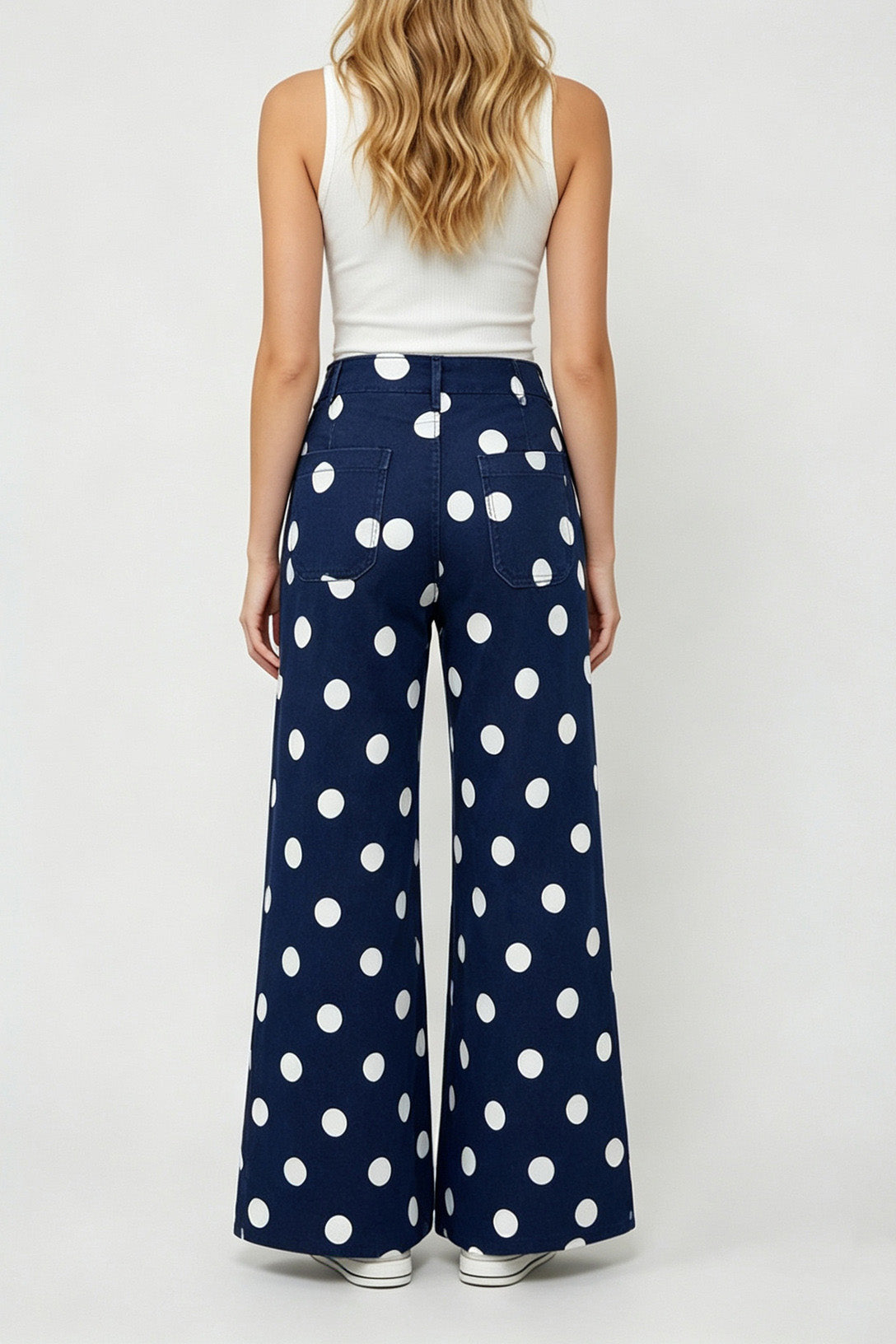 Polka Dot High Rise Wide Leg Jeans Lavish Daily