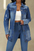 Distressed Denim Jacket Lavish Daily