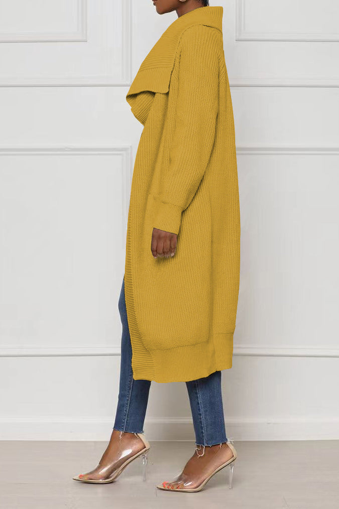 Solid Color Long Knit Cardigans Lavish Daily