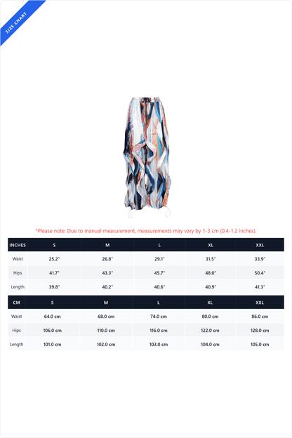 Abstract Print Cascading Draped Drawstring Pants Lavish Daily