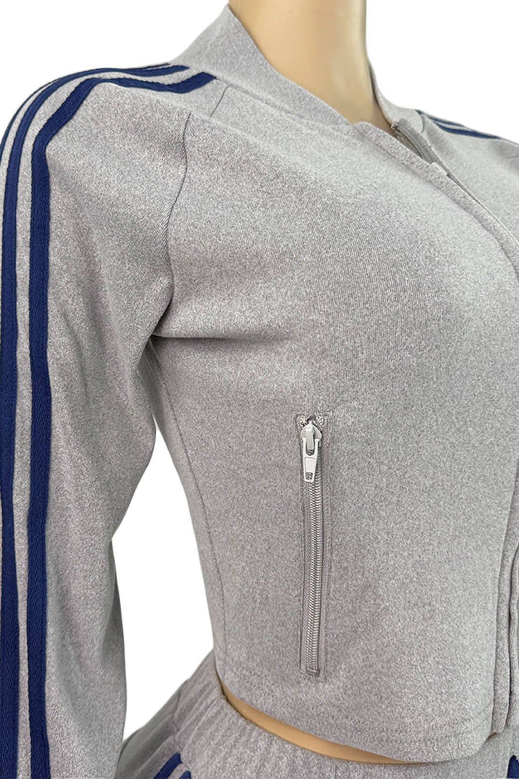 Zip Up Drawstring Stripe Flare Pants Set Lavish Daily