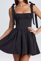 Pintucked Shirred Mini Dress Lavish Daily