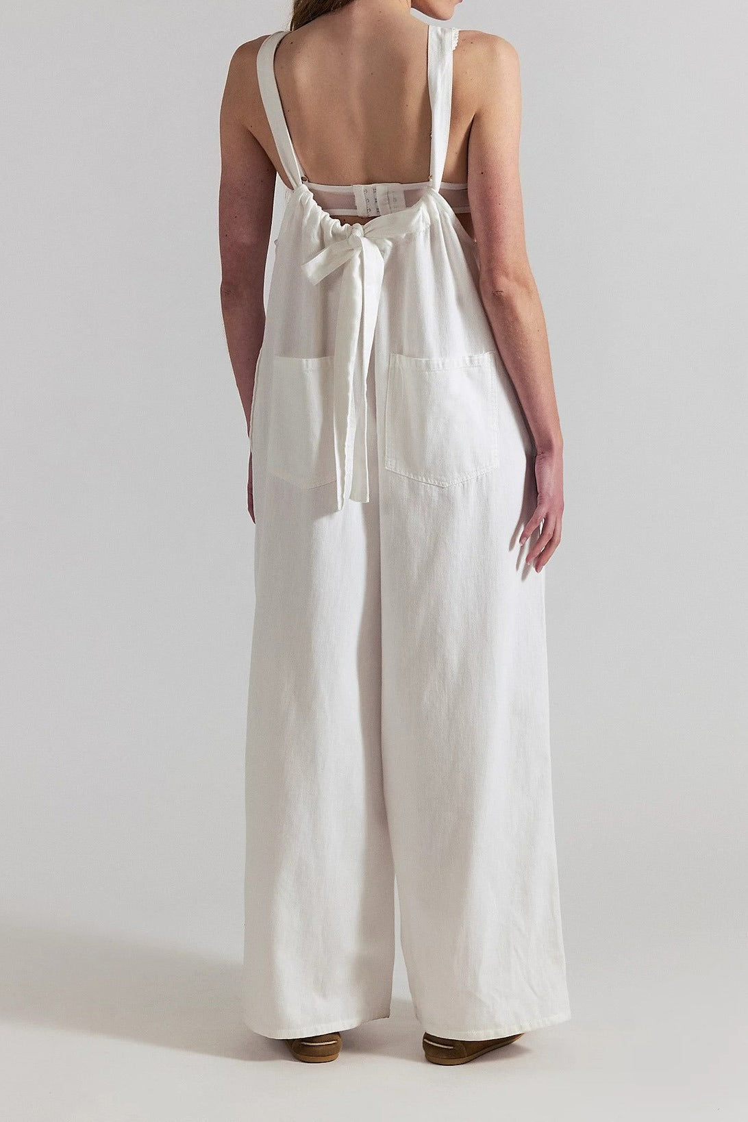 Slouchy Tie-Back Wide Leg Denim Jumpsuit Lavish Daily