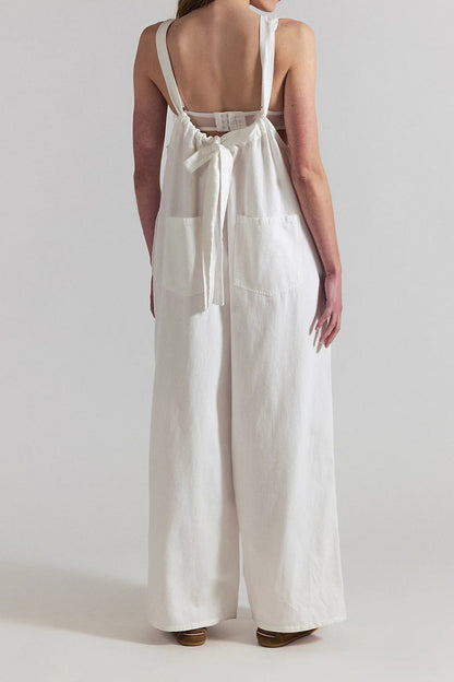 Slouchy Tie-Back Wide Leg Denim Jumpsuit Lavish Daily