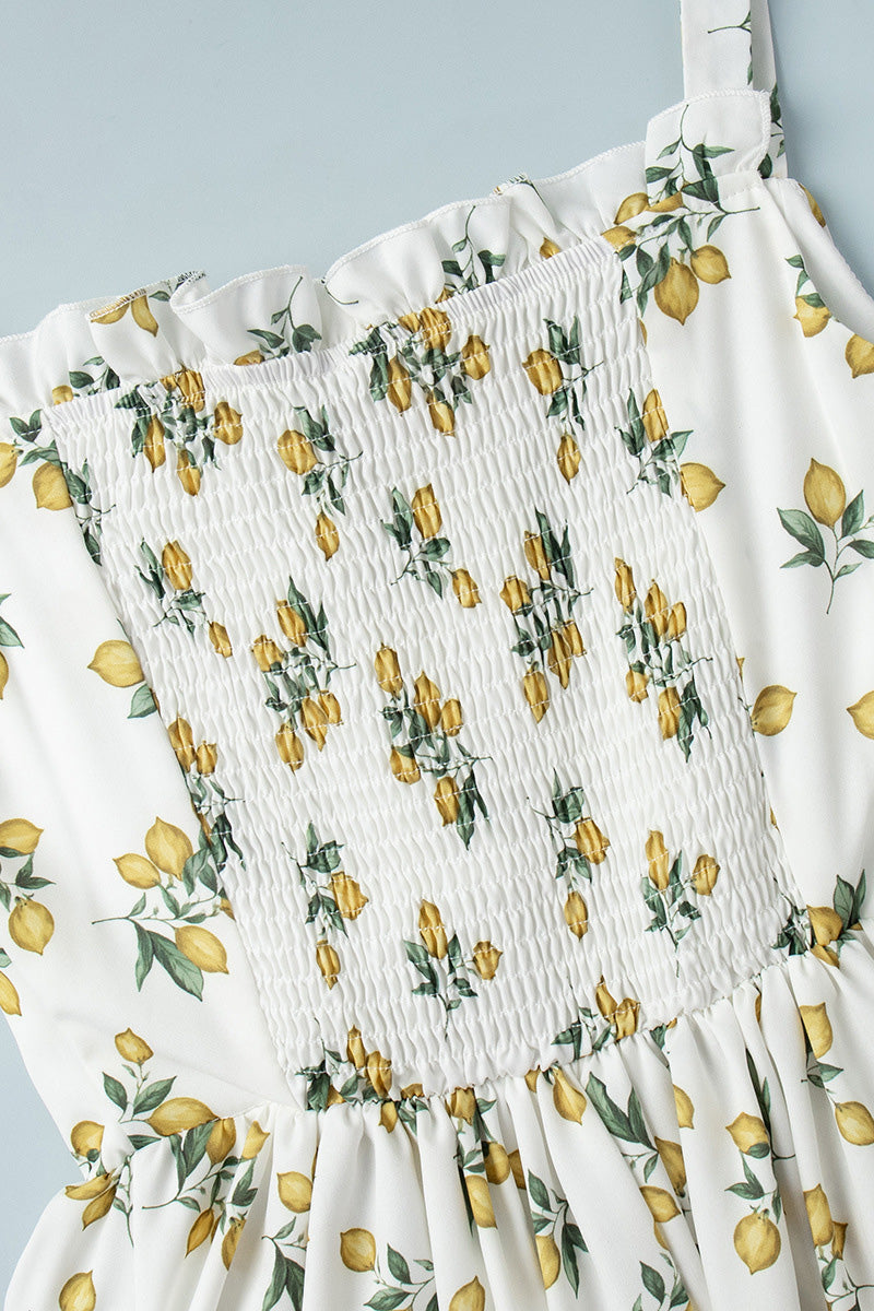 Low-Cut Tie Front High-Waist Split Floral Dress Lavish Daily