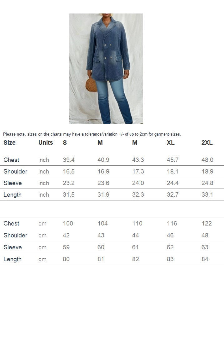 Lapel Collar Washed Denim Top Lavish Daily