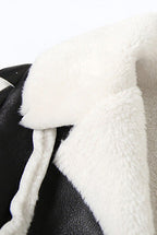 Faux Shearling Color Block Crop Jacket LavishDaily