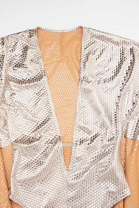 Metallic-Effect Cape Bodysuit Lavish Daily