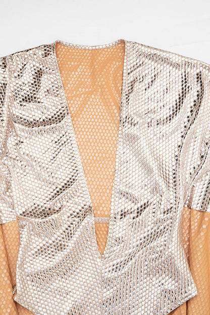 Metallic-Effect Cape Bodysuit Lavish Daily