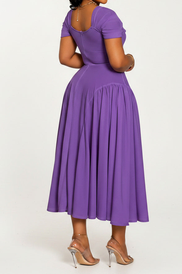 Plus Size Sweetheart Draped Midi Dress Lavish Daily