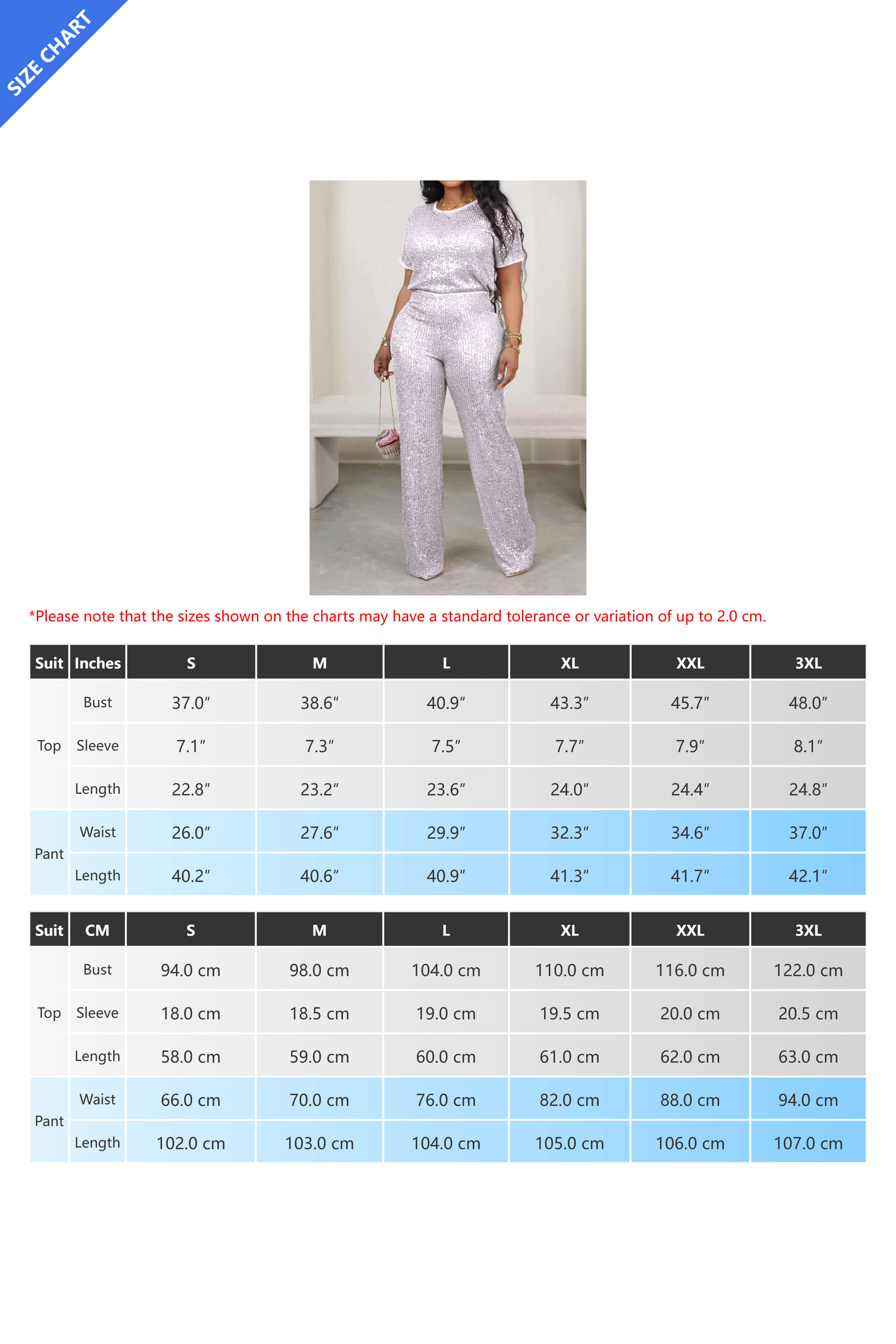 Sequin Solid 2-Piece Set - Tee & Pants Lavish Daily