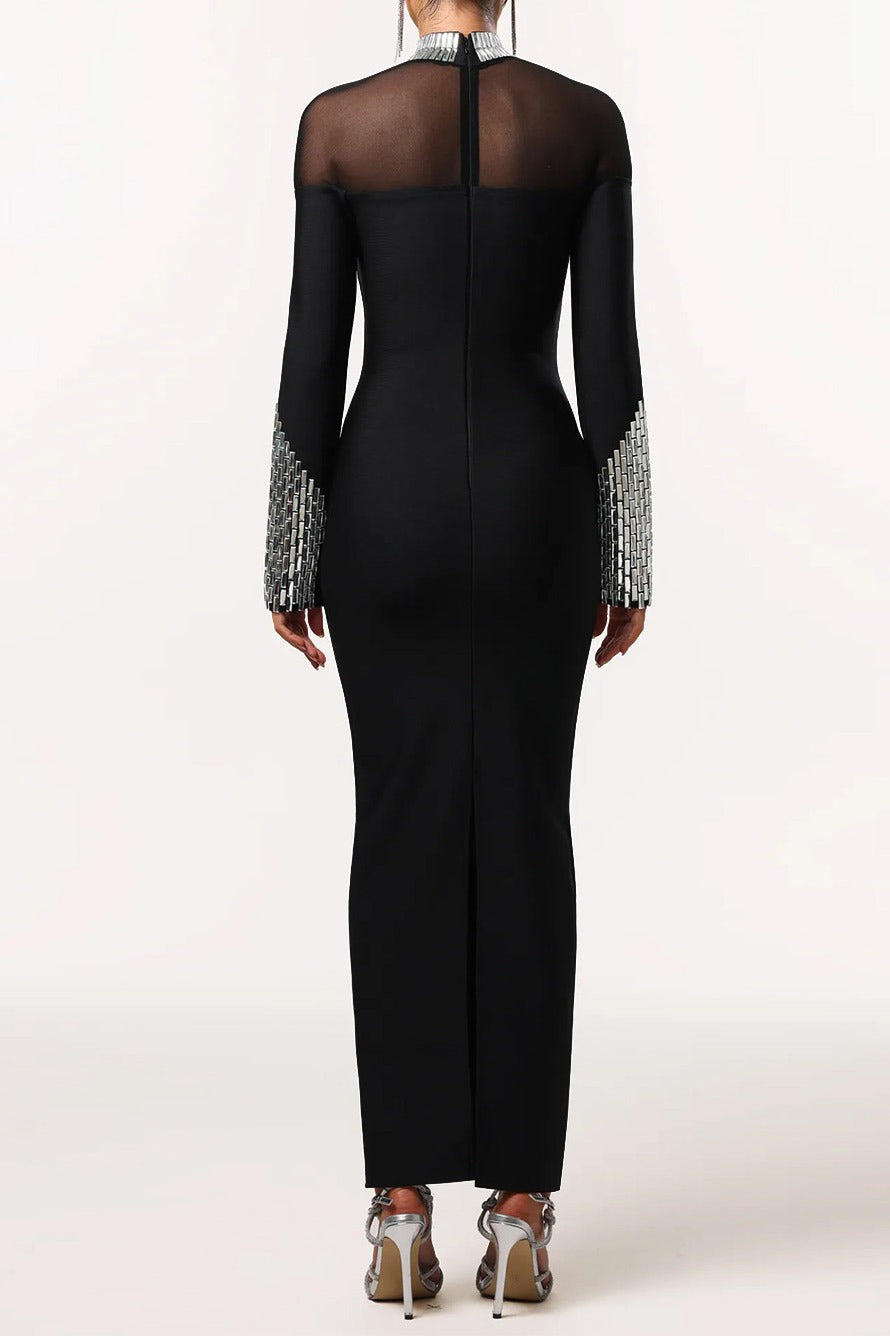 Rhinestone and Mesh Dress LavishDaily