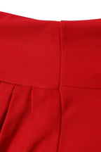 V Neck Short Puff Sleeves High Waist Midi Dress Lavish Daily