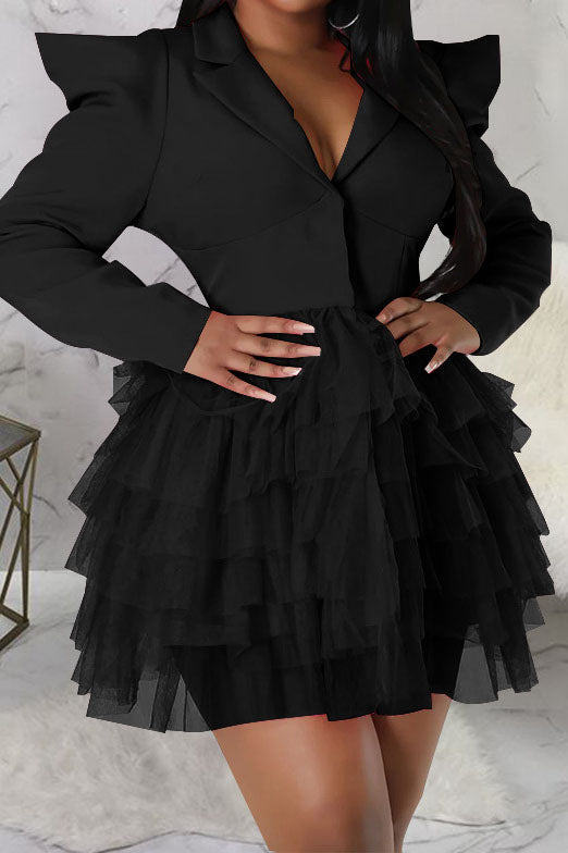 Statement Shoulder Tulle Blazer Dress Lavish Daily